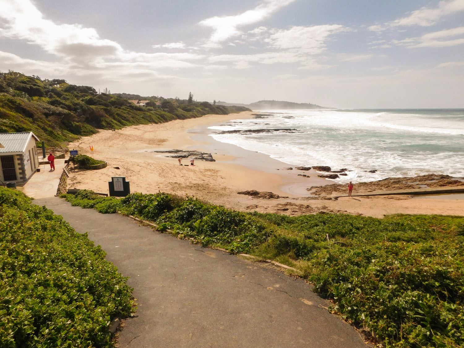 Security guards at Umzumbe Beach, KwaZulu-Natal captured from the top of the pathway leading down to the beach