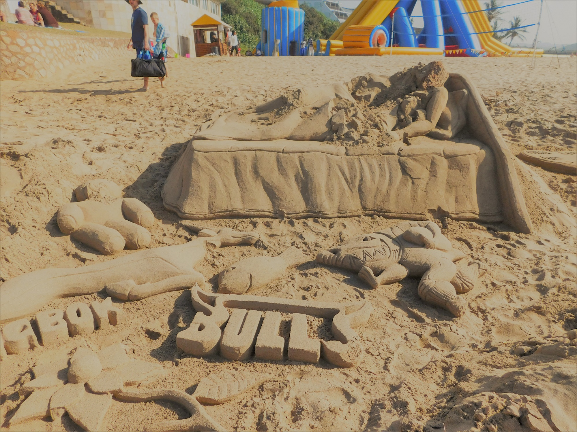 St Michaels on Sea Beach in KwaZulu-Natal sand art damaged by mischievous passersby