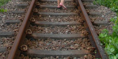 Barefoot on the railway lines