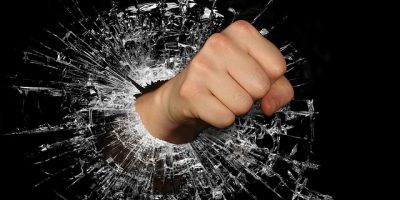 Breaking glass with a fist